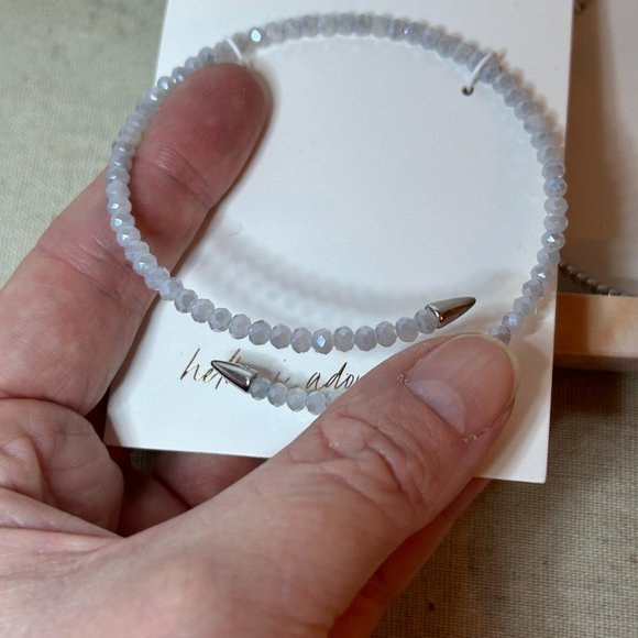 Stella & Dot Rebel Coil Bracelets - 1 silver, 1 semiprecious grey beads - Picture 2 of 3